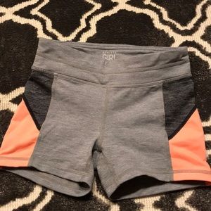 Athleta Girl size 7 gray and orange shorts